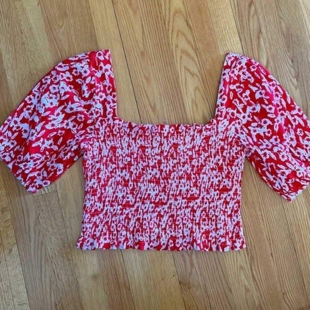 Anthropologie cropped smoked floral crop top